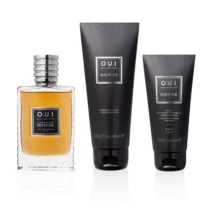Imagem do produto Combo Iconique 001 Intense Eau de Parfum 75 ml + Creme de Barbear Homme 100g + Creme Multifuncional Pós-Barba Homme 50g