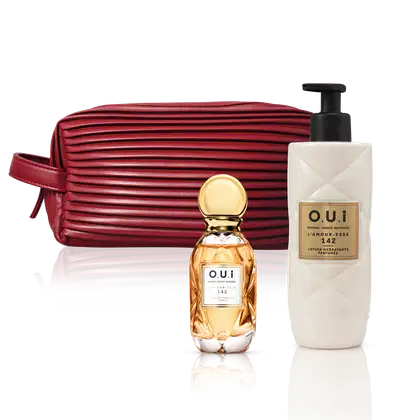 Imagem do produto Combo L’Amour-Esse 142: Eau de Parfum 30ml +  Loção Hidratante Corporal 400ml + O.U.i Nécessaire Vermelho Feminino