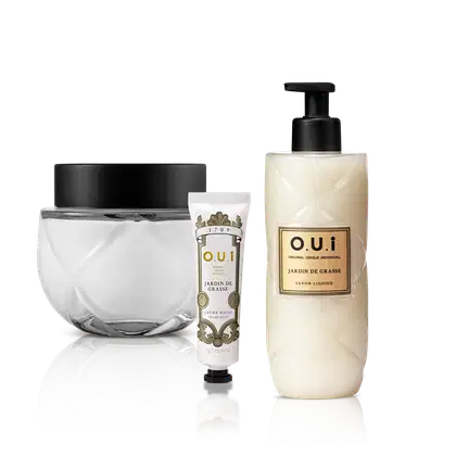 Imagem do produto Combo O.U.i: Sabonete Líquido Jardin de Grasse 400ml + Creme para Mãos Jardin de Grasse 30g + Crème Riche  L’Amour-Esse 142 200g