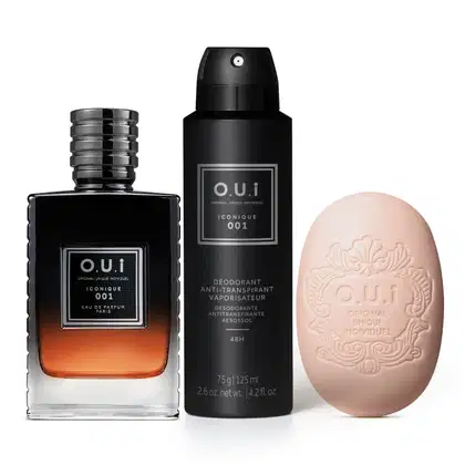 Imagem do produto Combo O.U.i Iconique 001: Eau de Parfum 75ml + Sabonete em Barra 90g + Desodorante Antitranspirante Iconique 001 75g +