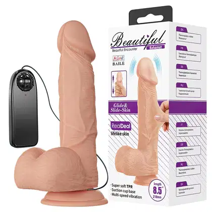 Imagem do produto Protese em formato de Pênis Realístico Com Vibração 21,8 cm Beautiful - Baile
