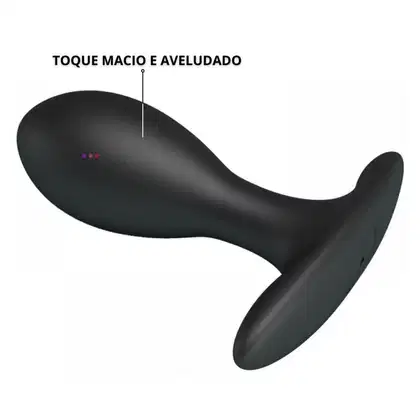 Imagem do produto Plug Anal Inflável com Esfera Estimulante Interna em Silicone Macio Preto 9cm Pretty Love