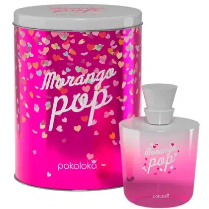 Perfume Morango Pop 100ml - Pokoloka, com a lata que vem com o produto