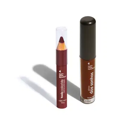 Imagem do produto Combo Brown Lips : Lápis Multifuncional 3 em 1 Marrom 1,2g + Gloss Labial Marrom 4ml