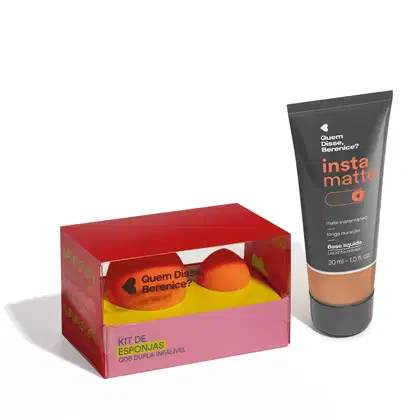Imagem do produto Combo Base Líquida Instamatte Cor 220O 30ml + Kit de Esponjas QDB