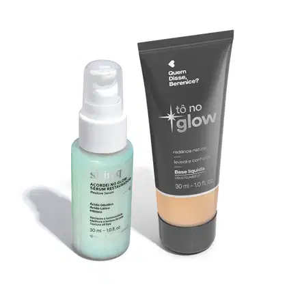 Base Líquida Tô no Glow Cor 30ml + Sérum Facial Restaurador  30ml