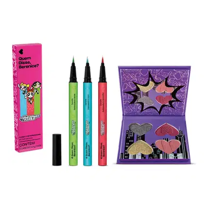 Imagem do produto Combo Olhar Poderoso QDB As Meninas Superpoderosas: Mini Paleta de Sombras 4g + 3 Canetas Delineadoras 0,4g cada