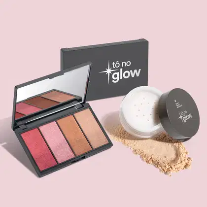 Imagem do produto Combo Make No Glow: Paleta de Maquiagem Multifuncional 14,2g + Pó Solto Translúcido Cor 1 9g