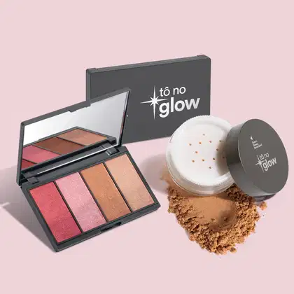 Imagem do produto Combo Make Radiante Tô No Glow: Paleta de Maquiagem Multifuncional 14,2g + Pó Solto Translúcido Cor 3 9g