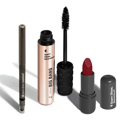 Imagem do produto Combo Make Básica: Máscara Big Bang 10g + Lápis Esfumador Pretô 200mg + Batom Vermelho 340 Cremoso Cremoso 3,8g