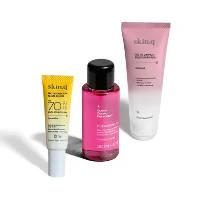 Imagem do produto Combo Mini Skincare: Gel de Limpeza Facial 50g + Protetor Solar Facial 10ml + Óleo de Limpeza Facial 30ml