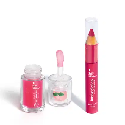 Imagem do produto Combo Rosa: Lip Oil Cuide-se Bem Pessegura 3,5ml + Lápis Multifuncional 3 Em 1 Toda Colorida 1,2g
