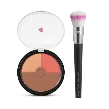 Imagem do produto Combo Efeito Bronzer: Pó Compacto Facial Napolitano 18g + Pincel Super Funcional