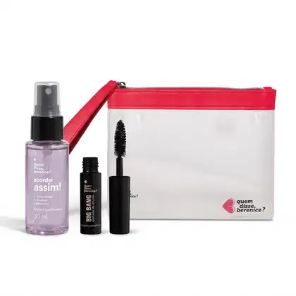 Imagem do produto Combo Necessaire Pink Transparente Flat EVA + Bruma Facial Fixadora Acordei Assim! 30ml + Mini Máscara de Cílios Big Bang Explosão de Volume 5g