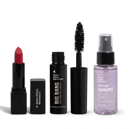 Imagem do produto Combo Bruma Facial Fixadora Acordei Assim! 30ml + Mini Máscara de Cílios Big Bang Explosão de Volume 5g + Mini Batom Mate Alta Pigmentação 1,6g