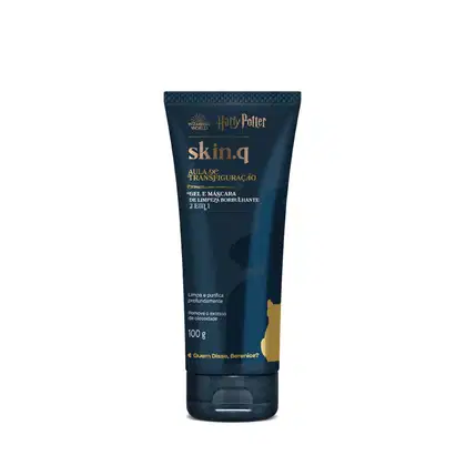 Gel e máscara de limpeza Borbulhante 2 em1 Skin q. Quem Disse Berenice? Harry Potter em bisnaga azul-marinho de 100g com letras na cor dourada e branca.