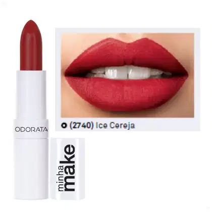 Imagem do produto Batom Ice Cereja Matte Acetinado Efeito Frio FPS 8 Longa Duração Minha Make Odorata REF 2740