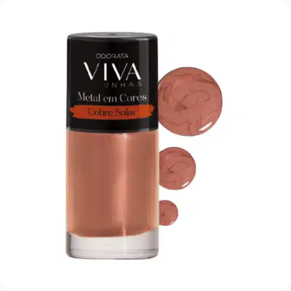 Imagem do produto Esmalte Em Gel Metalizado Cobre Solar Não Precisa Cabine Seca Rápido Hipoalergênico Viva Unhas ODORATA REF 2774