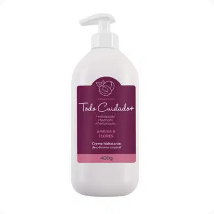 Creme Hidratante Corporal Abelha Rainha Todo Cuidado+ Ameixa e Flores, 400g.
