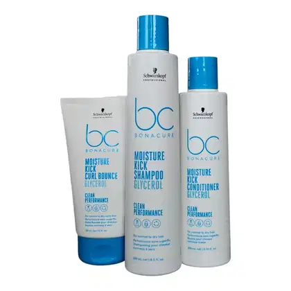 Imagem do produto Kit Schwarzkopf BC Clean Performance Moisture Kick  - Shampoo 250ml + Condicionador 200ml + Curl Bounce 150ml