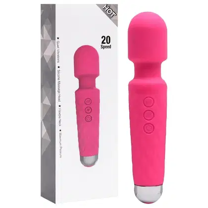Imagem do produto Vibrador massageador varinha em silicone com 20 modos de vibração Cor PINK