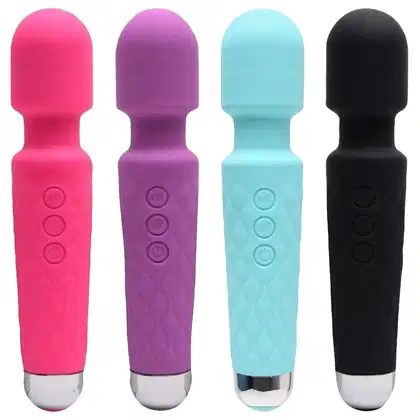 Imagem do produto Vibrador massageador varinha em silicone com 20 modos de vibração Cor VINHO