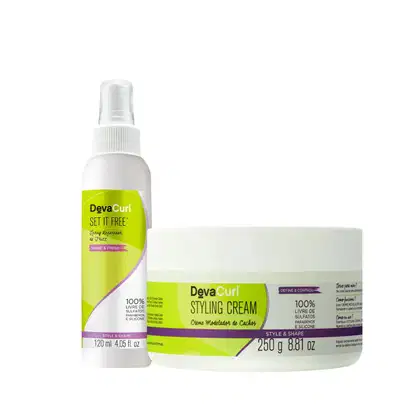 Imagem do produto Kit Deva Curl Set It Free Spray Anti-Frizz + Styling Cream (2 Produtos)