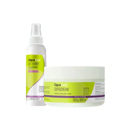 Imagem do produto Kit Deva Curl Set It Free Spray Anti-Frizz + Super Cream (2 Produtos)
