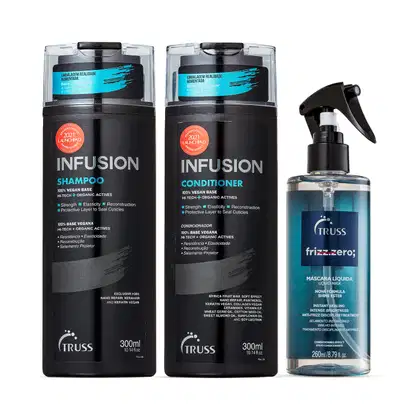 Imagem do produto Combo Infusion FRIZZ ZERO: Shampoo 300ml + Condicionador 300ml + Máscara Líquida FRIZZ ZERO 260ml