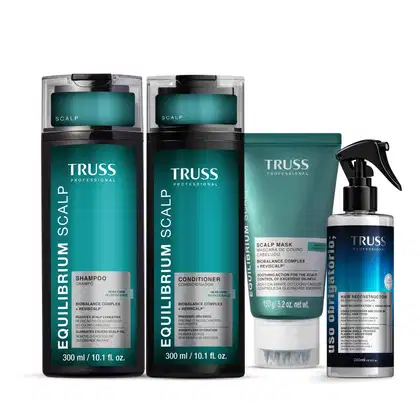 Imagem do produto Combo Truss Equilibrium Scalp: Shampoo 300ml + Condicionador 300ml + Máscara 150ml + Spray Uso Obrigatório; 260ml