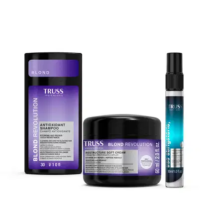 Imagem do produto Combo Truss: Shampoo Blond Revolution 30ml + Máscara Net Blond 60g + Spray Uso Obrigatório 30ml