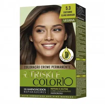 Imagem do produto TRISKLE TINTA KIT COLOR10 COR:5.3 CASTANHO CLARO DOURADO