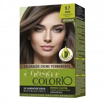 Imagem do produto TRISKLE TINTA KIT COLOR10 COR:5.7 CASTANHO CLARO MARROM - CHOCOLATE ESCURO