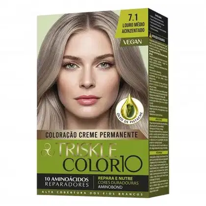 Imagem do produto TRISKLE TINTA KIT COLOR10 COR:7.1 LOURO MEDIO ACINZENTADO