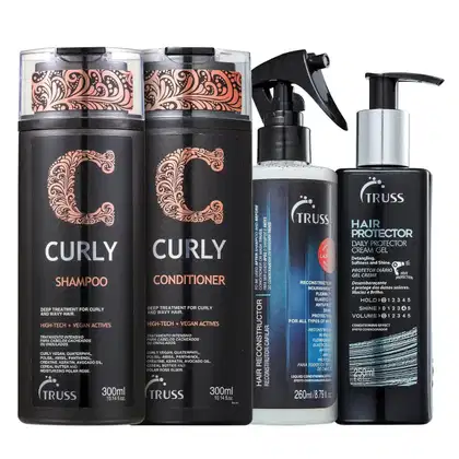 Imagem do produto Kit Truss Curly - Shampoo 300ml + Condicionador 300ml + Uso Obrigatório 260ml + Hair Protector 250ml