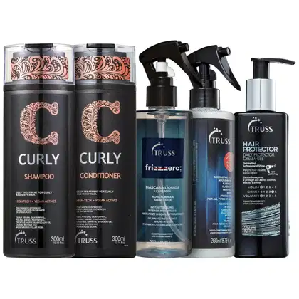 Imagem do produto Kit Truss Curly - Shampoo e Condicionador 300ml + Uso Obrigatório & Frizz Zero 260ml + Hair Protector 250ml