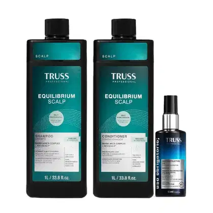 Kit TRUSS Equilibrium Scalp + Uso Obrigatório Trio Care, 3 produtos.