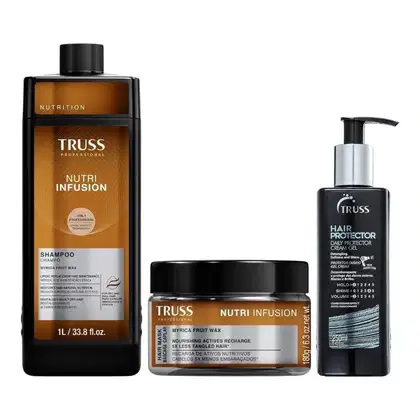 Kit TRUSS Nutri Infusion + Hair Protector, 3 produtos.