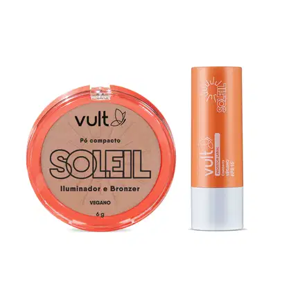 Imagem do produto Combo Soleil: Balm Labial Cranberry FPS 15 3,6g + Pó Compacto Iluminador e Bronzer 6g