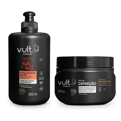 Imagem do produto Combo Finalização Vult Cabelos Cachos e Crespos: Creme Para Pentear 300ml + Gel de Definição 250g