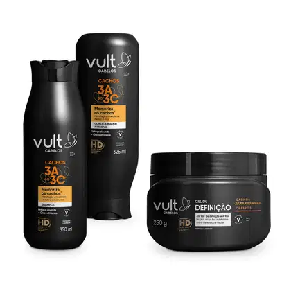 Imagem do produto Combo Vult Cabelos: Shampoo Cachos 3A a 3C 350ml + Condicionador Cachos 3A a 3C 325ml + Gel de Definição Cachos e Crespos 250g