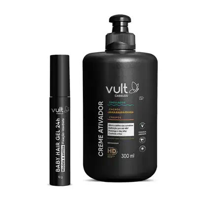 Imagem do produto Combo Vult Cabelos Ondulados, Cacheados e Crespos: Creme Ativador  300ml + Gel Capilar Baby Hair 24h 10g