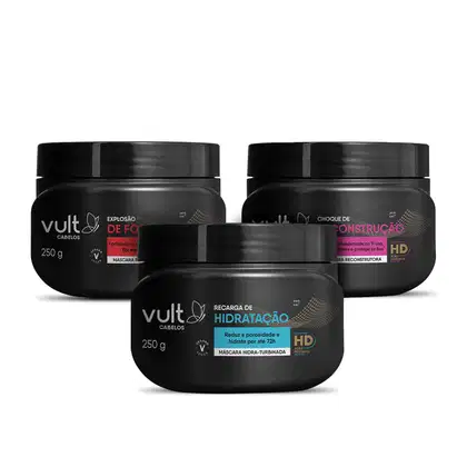 Imagem do produto Kit Vult Cabelos Hidratação Reconstrução Explosão de Força (3 Produtos)