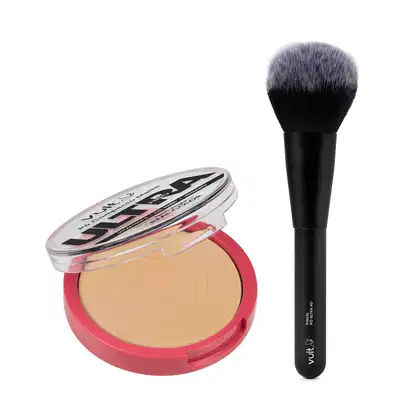 Kit Vult Pincel Ultra HD + Pó Compacto Matte Cor V430, 2 produtos.