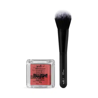 Imagem do produto Combo Vult Make: Blush Compacto Rosa Perolado 3g + Pincel Multi Blush Vult