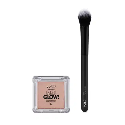 Imagem do produto Combo Make Vult: Iluminador em Pó Champagne 3g + Pincel Multi Iluminador