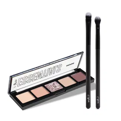 Combo Vult: Paleta De Sombras Essentials Rose 3g + Pincel Para Aplicar Sombra + Pincel De Esfumar Sombra