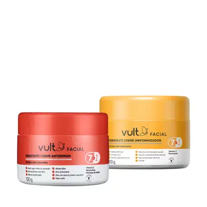 Imagem do produto Combo Vult Facial: Hidratante Creme Uniformizador Facial 100g + Creme Hidratante Antissinais 7 em 1 100g