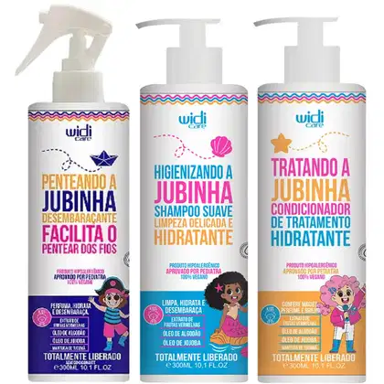 Imagem do produto Kit Jubinha Widi Care Shampoo + Condicionador + Spray Desembaraçante Hipoalergenico Vegano Infantil