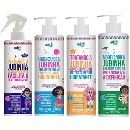 Imagem do produto Kit Jubinha Widi Care Shampoo + Condicionador + Geleia Modeladora + Spray Desembaraçante Infantil